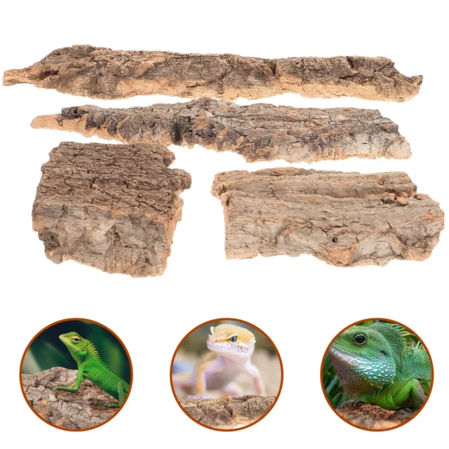 4Pcs Natural Cork Bark Flat Reptile Terrarium Background Decoration For Water Tank Pet Reptile Bark Climbing Tree Bark Decor - Image 5