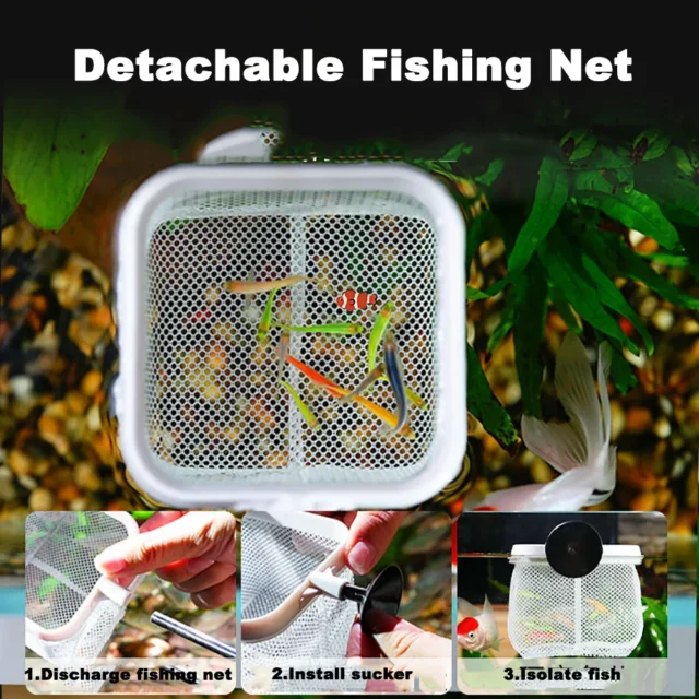 Aquarium Square Fishing Net With Suction Cup Extendable Long Handle Fishing Gear For Catching Fish Shrimp Tank Clean Accessories - Image 6