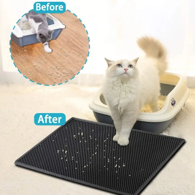 Cat Litter Mat With Gift Double Layer Waterproof Pet Litter Box Mat Non-slip Sand Cat Pad Washable Bed Mat Clean Pad Products - Image 2