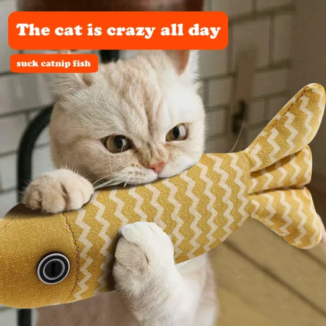 Cat Toys Training Entertainment Fish Cotton Linen Pillow With Catnip Simulation Fish Gatos Toy Fish Interactive Pet Chew Toys