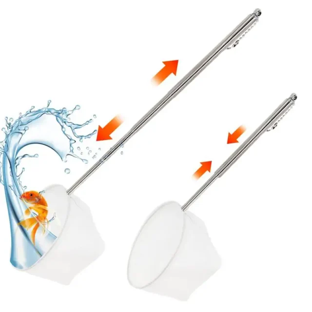 Fish Net Aquarium Cleaning Retractable 3D Stainless Steel Pocket Shrimp Catching Fish Tank Cleaning Net For Small Pond And Pool - Image 3