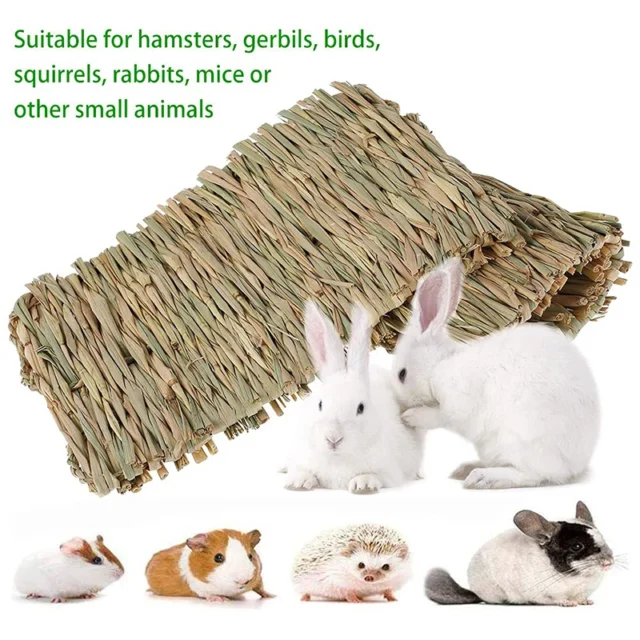 Grass Mat for Bunny Pet Rabbit Waving for Hay Mat Natural Straw Bedding Cage Mat for Small Size Animals Pet House - Image 4