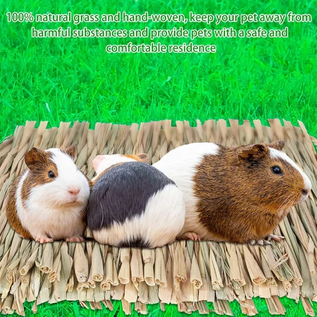 Grass Mat for Bunny Pet Rabbit Waving for Hay Mat Natural Straw Bedding Cage Mat for Small Size Animals Pet House - Image 6