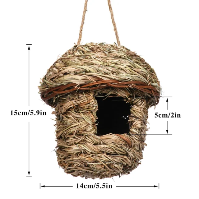 Handwoven Straw Bird Nest Parrot Hatching Outdoor Garden Hanging Hatching Breeding House Nest Bird Accessory - Image 3