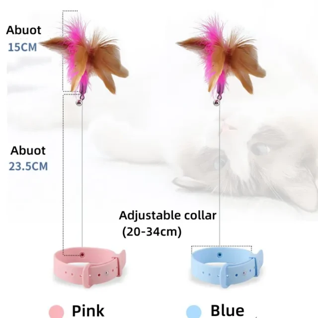 Interactive Cat Toys Funny Feather Teaser Stick with Bell Pets Collar Kitten Playing Teaser Wand Training Toys for Cats Supplies - Image 5