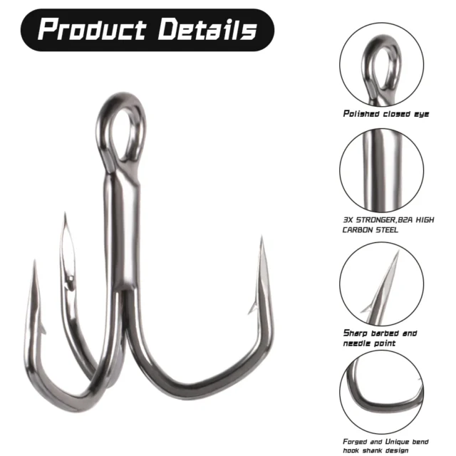 KONA 25~50PCS Treble Hooks Fishing Hooks Sharp Fishing Lure Anchor Barbed Hook High Carbon Steel Fishhook triple hook Fishing - Image 3