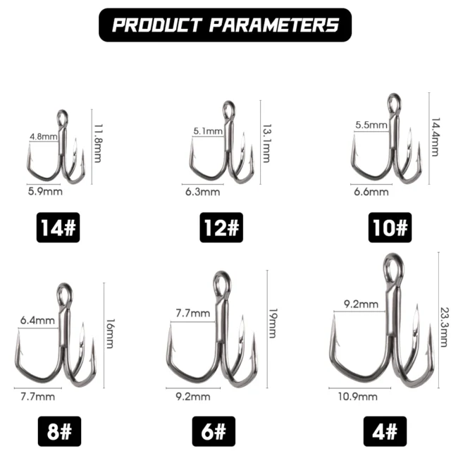 KONA 25~50PCS Treble Hooks Fishing Hooks Sharp Fishing Lure Anchor Barbed Hook High Carbon Steel Fishhook triple hook Fishing - Image 5