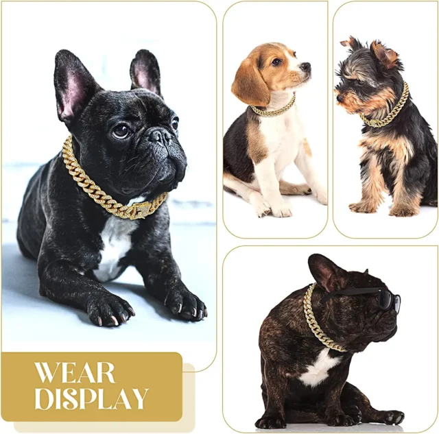 Luxury Gold Dog Chain Collar Cuban Chain Link Choke Collar for Small Medium Large Dogs Cats Pet Jewelry Necklace Accessories - Image 4