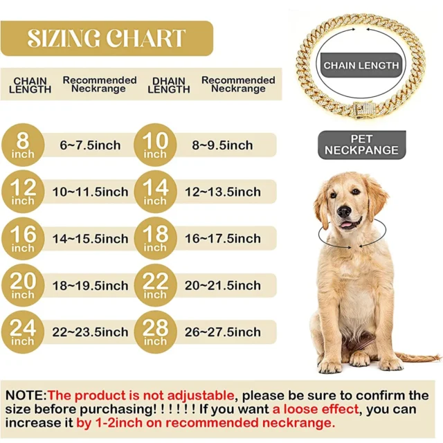 Luxury Gold Dog Chain Collar Cuban Chain Link Choke Collar for Small Medium Large Dogs Cats Pet Jewelry Necklace Accessories - Image 6